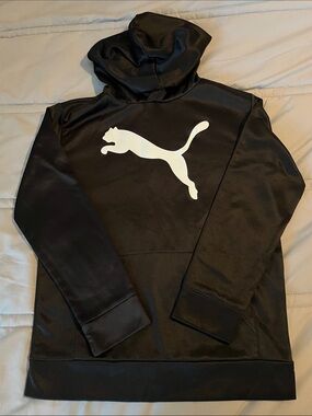 Puma Black Hoodie with White Puma Cat Logo